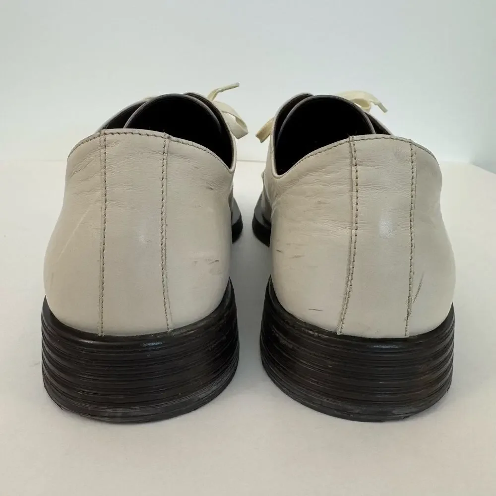 Gianni Versace Vintage Perforated Leather Lace-Up Shoes Brogues White Men's 11